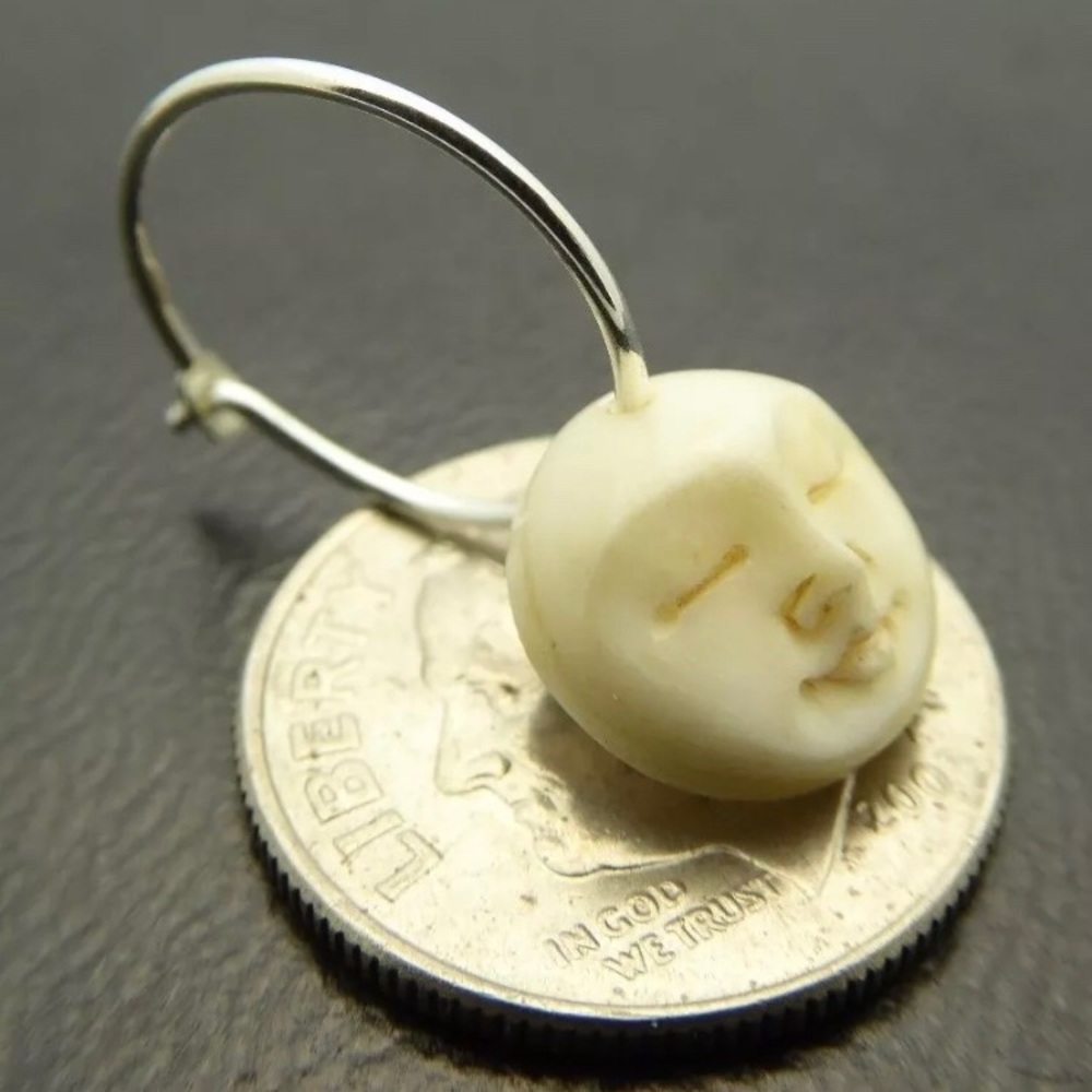 Carved Moon Face Earrings - ISO - Picture 4 of 8